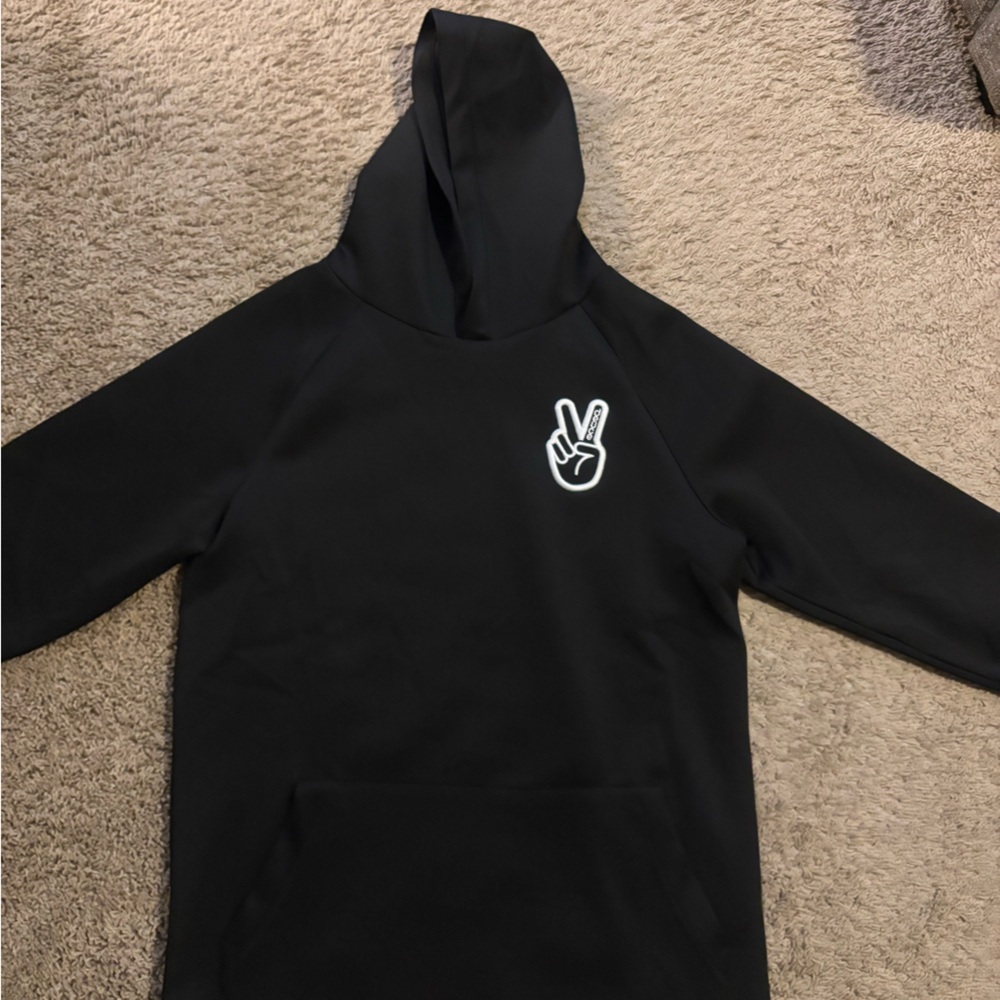 Black Large Duece Brand Hoodie Hooded Sweatshirt Peace Logo